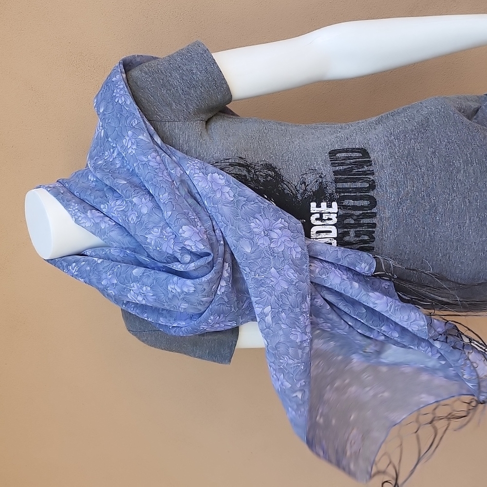 Oversized Handmade Scarf Wrap Sarong Cover Up from Indonesia Periwinkle Floral - Picture 2 of 16